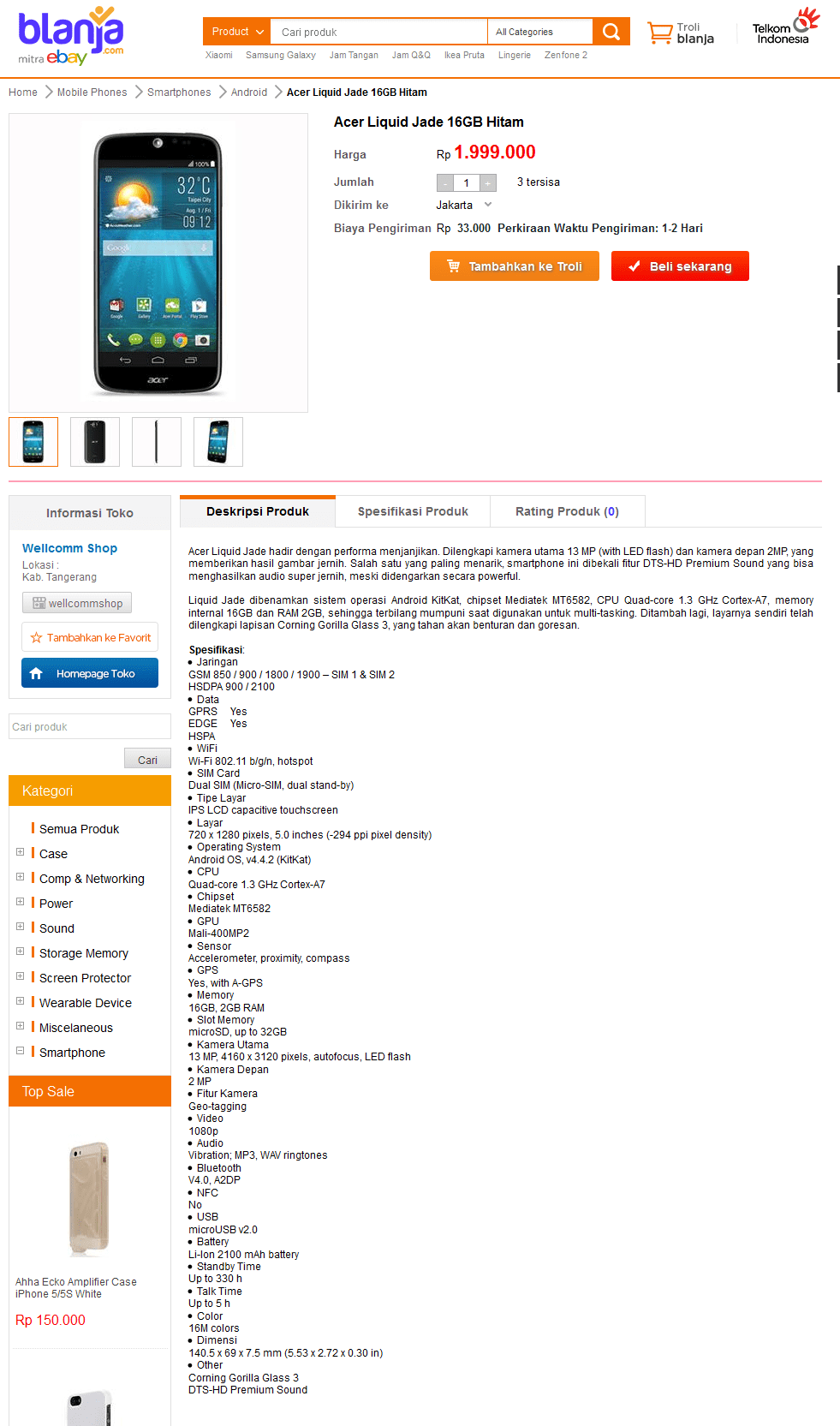 Jual Acer Liquid Jade 16GB Hitam - blanja.com 2015-10-13 10-53-02