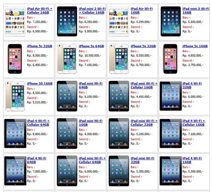 Daftar Harga Iphone & Ipad Apple Terbaru  September 