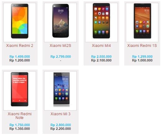 daftar harga xiaomi 2