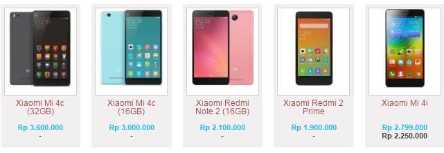 daftar harga xiaomi