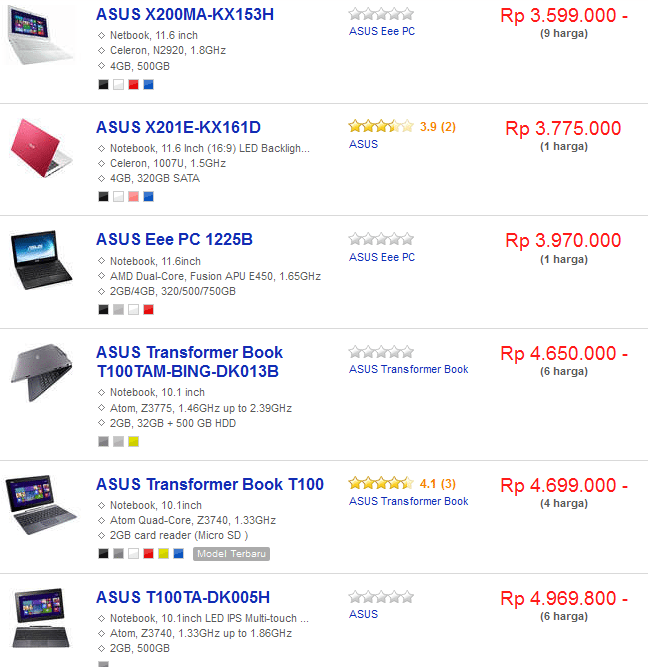 harga laptop asus 1