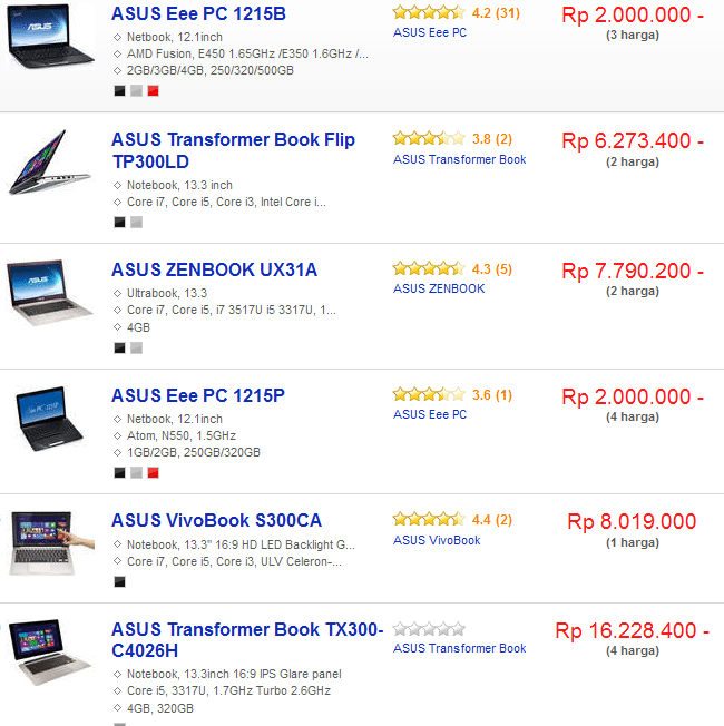 harga laptop asus 3