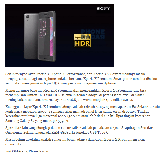 sony xperia x PREMIUM