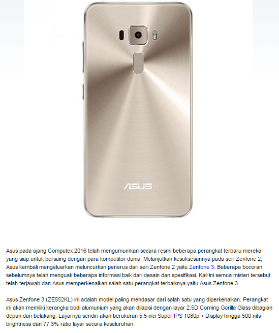 Asus Zenfone 3 Resmi 1