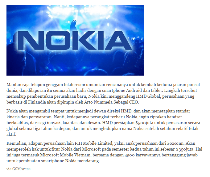 nokia hadir kembali