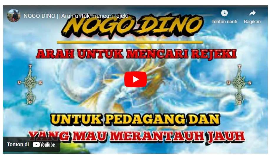 Nogo Dino Arah Mencari Rejeki Menurut Hari Pasaran