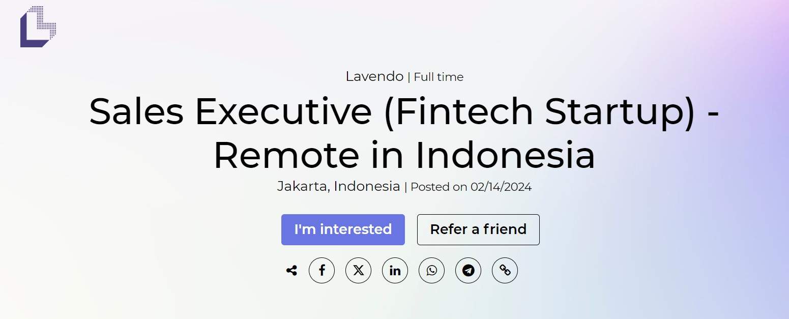 Loker Remote WFH Jakarta Sales Executive Minimal S1